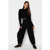 Trendyol Black Super Crop Basic Stand Up Collar Knitwear Top-Upper Suit Cene