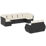  9-dijelni set vrtnih sofa s jastucima crni od poliratana | shoptok.hr