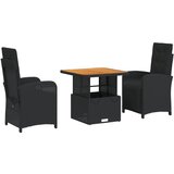  The Living Store Vrtna jedilna garnitura 3-delna z blazinami črn poli ratan - Vrtna Jedilna Garnitura, (21451156) | Shoptok.si