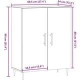 vidaXL Komoda starinski les 69,5x34x90 cm inženirski les | Shoptok.si