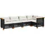 Maison Chic Seti vrtnega pohištva - Vrtna garnitura - Vrtni pohištvo set 5-delna z blazinami črn poli ratan, (21816431) | Shoptok.si