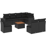 Maison Chic Seti vrtnega pohištva - Vrtna garnitura - Vrtni pohištvo set 9-delna z blazinami črn poli ratan, (21798603) | Shoptok.si