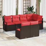  Sjedeća garnitura za vrt 7 kom. Smeđa i crvena poliratan 232 x 122 x 85 cm | shoptok.hr