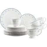 Lova 18-delni kavni servis, bel/moder - 1 set