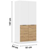 Mömax omara s klasičnimi vrati max extra, bela, barva hrasta | Shoptok.si