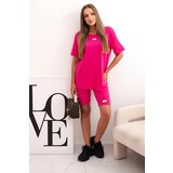 Kesi Włoski Women's cotton set with short sleeves and shorts fuchsia | ePonuda.com