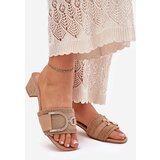 Boto Ladies Heels With Decorative Detail Dark Beige Julinemi | ePonuda.com