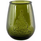 Ego Dekor zelena staklena vaza s božićnim motivom arbol de navidad, visina 13 cm
