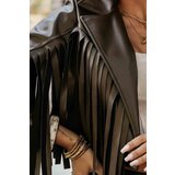 numoco basic 624-4 Short jacket with fringes made of soft eco-leather - chocolate | shoptok.hr