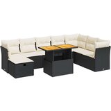 vidaXL 9-dijelni set vrtnih sofa s jastucima crni od poliratana bagrem | shoptok.hr