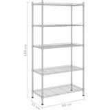Police za odlaganje s 5 razina 90x35x180 cm kromirane 250 kg | shoptok.hr