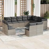 Maison Chic Seti vrtnega pohištva - Vrtna garnitura - Vrtni pohištvo set 12-delna z blazinami siva poli ratan, (21811082) | Shoptok.si