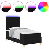 vidaXL LED Box Spring Postelja z vzmetnico Črna 90 x 190 cm blago, (5000128654) u