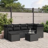 vidaXL 7-dijelni set vrtnih sofa od poliratana s jastucima crni | shoptok.hr