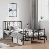 Furnova Kovinski posteljni okvir z vzglavjem in vznožjem črn 100x200 cm, (22055933) | Shoptok.si