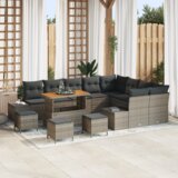  13-dijelni vrtni set sofe s jastučićima sivi poli rattan akacija | shoptok.hr