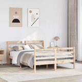 Maison Chic Posteljni okvir - Dvoposteljna postelja - Zakonska postelja z vzglavjem 135x190 cm trdna borovina, (21692387) | Shoptok.si