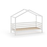 Vipack Bijeli dječji krevet od masivnog bora u obliku kućice s podnicom 90x200 cm Dallas – | shoptok.hr