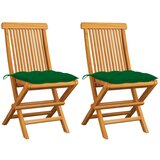 Maison Chic Vrtni stoli - Stol za vrt z zelenimi blazinami 2 kosa trdna tikovina JS2610, (21876212) | Shoptok.si