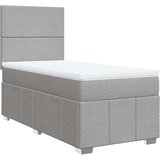 vidaXL Box spring postelja z vzmetnico svetlo siv 100x200 cm blago | Shoptok.si