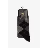 ALTINYILDIZ CLASSICS Men's Black-Anthracite Patterned Bamboo Cleat Socks