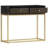  Konzolna mizica črna in zlata 90x30x75 cm trden mangov les, (20621219) | Shoptok.si