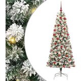 vidaXL Umjetno božićno drvce s nogom Zelena i bijela 180 cm PVC | shoptok.hr