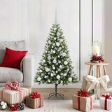 vidaXL Umjetna jelka s pantenom i pahuljicama Zelena i bijela 120 cm | shoptok.hr