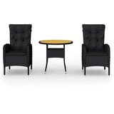  3-dijelni vrtni bistro set od poliratana crni | shoptok.hr