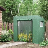 Outsunny vrtni rastlinjak iz PE in jekla s 4 koli, 2 stranskima oknoma in ojačanim zgornjim pokrovom, 200x77x148-169cm, (20708457) Cene