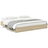 Maison Chic Posteljni okvir - Dvoposteljna postelja - Zakonska postelja s predali sonoma hrast 200x200cm inženirski les, (21694630) | Shoptok.si