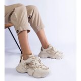 Gemre Beige Women's Sports Sneakers on a Chunky Sole Lien | shoptok.hr