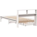 vidaXL Knjižna postelja brez vzmetnice bela 100x200 cm trdna borovina | Shoptok.si