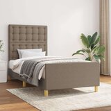 Posteljni okvir z vzglavjem taupe 80x200 cm blago, (20904404) | Shoptok.si