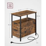  Pomoćni stolić sa ugrađenim utičnicama i USB priključcima ROD braon/crna | Eponuda.com