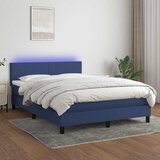  Krevet box spring s madracem LED plavi 140x200 cm od tkanine | shoptok.hr