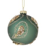  Zelena staklena kugla, zlatni dekor, D.10CM | ePonuda.com