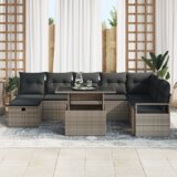vidaXL 9-delni vrtnarski sedežni set z blazinami siva poli rattan | Shoptok.si