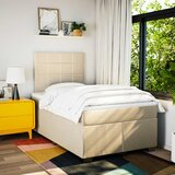  Krevet s oprugama i madracem krem 120 x 200 cm od tkanine | shoptok.hr