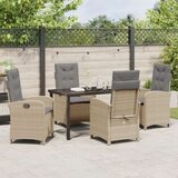 vidaXL 5-delni vrtni jedilni set z blazinami bež poli ratan | Shoptok.si