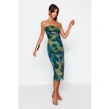 Trendyol Multicolored Fitted Tulle Elegant Evening Dress Cene