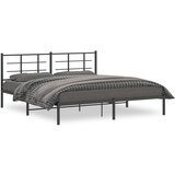 Maison Chic Kovinski Posteljni okvir - Dvoposteljna postelja - Zakonska postelja z vzglavjem črn 183x213 cm, (21693346) | Shoptok.si