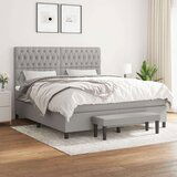  Box spring postelja z vzmetnico svetlo siva 180x200 cm blago, (20789002) Cene
