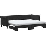  Dnevni krevet na razvlačenje s madracima crni 80x200 cm baršun | shoptok.hr