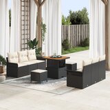 vidaXL 9-dijelni vrtni set sofa s jastučićima crni poli ratan acacia | shoptok.hr