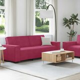  Dvodijelni set sofa s jastucima, vinsko crveni baršun | shoptok.hr