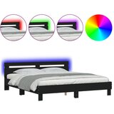  The Living Store Posteljni okvir z vzglavjem in LED črn 180x200 cm - Posteljni Okvir, (21455649) | Shoptok.si