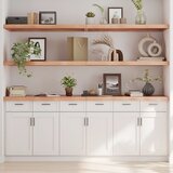 Maison Chic Stenska polica - Viseča Polica svetlo rjava 220x50x(2-6) cm trdna hrastovina, (21784718) | Shoptok.si