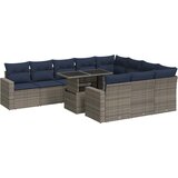  11-dijelni set vrtnih sofa poliratan i bagrem s jastucima sivi | shoptok.hr
