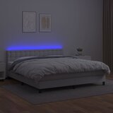 Krevet box spring s madracem LED bijeli 180x200 cm umjetna koža | shoptok.hr